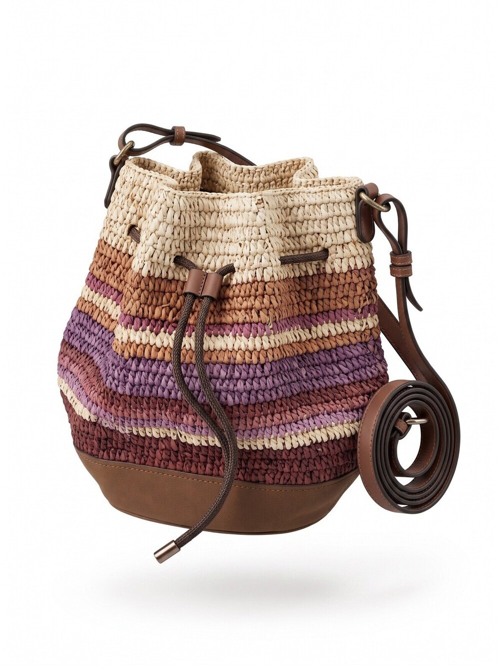 Faherty $168 Raffia Bucket Crochet Canyon Sunset Bag YD0028
